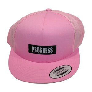 Yupoong Classic Retro Cotton Trucker Mesh Cap Snapback Hat Pink Progress Patch